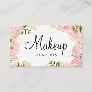 Makeup Artist Modern Pink Floral Visitekaartje