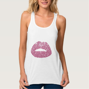 Makeup Artist Modern Pink Sequin Lips Tanktop