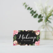 Makeup Artist Modern Script Girly Floral Wrapping Visitekaartje (Staand voorkant)