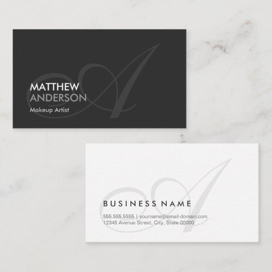 Makeup Artist - Modern Swash Monogram Visitekaartje (Voorkant / Achterkant)
