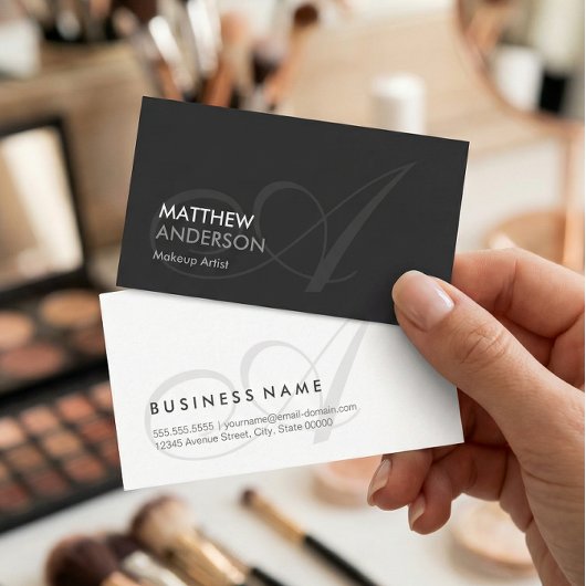 Makeup Artist - Modern Swash Monogram Visitekaartje