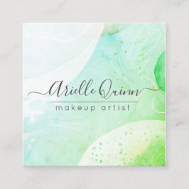 Makeup Artist Modern Waterverf Shapes Script Vierkante Visitekaartje