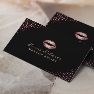 Makeup Artist Moderne Roos Gold Lips Confetti Stip Visitekaartje