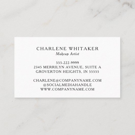 Makeup Artist Moderne Typografie Visitekaartje (Achterkant)