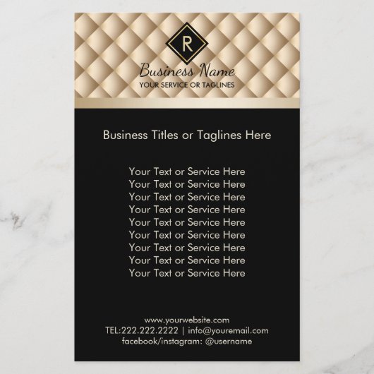 Makeup Artist Monogram Classy Black & Gold Salon Flyer (Voorkant)