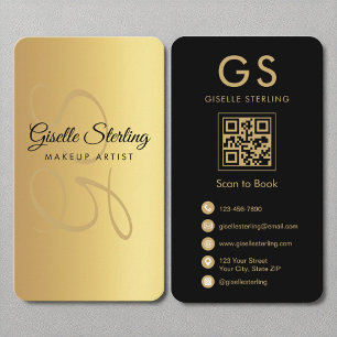 Makeup Artist Monogram Goud Zwart QR Code Visitekaartje