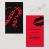 Makeup Artist Monogram Script Initiaal zwart-wit & Visitekaartje (Voorkant / Achterkant)