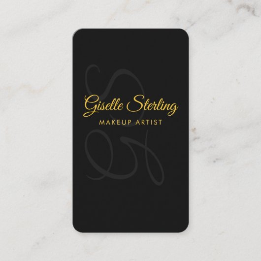 Makeup Artist Monogram Zwart Goud QR Code Schoonhe Visitekaartje (Voorkant)