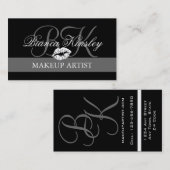 Makeup Artist Monogrammen Visitekaartje Black (Voorkant / Achterkant)
