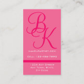 Makeup Artist Monogrammen Visitekaartje Hot Pink (Achterkant)