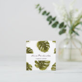Makeup Artist Monstera Leaf Square Visitekaartje (Staand voorkant)