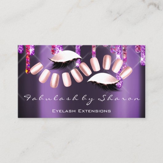 Makeup Artist Nail Artist Roze Violet Lashes Visitekaartje (Voorkant)