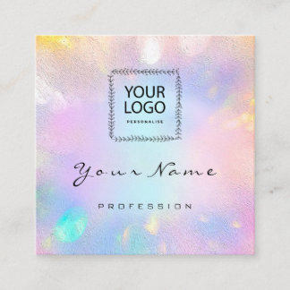 Makeup Artist Nail Unicorn Logo QR CODE Holograaf Vierkante Visitekaartje