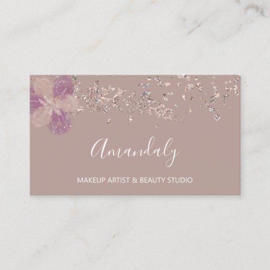 Makeup Artist Nails Beauty SPA Roos Floral Visitekaartje (Voorkant)