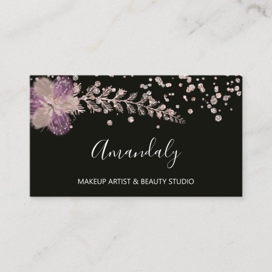 Makeup Artist Nails Beauty SPA Roos Floral Visitekaartje (Voorkant)