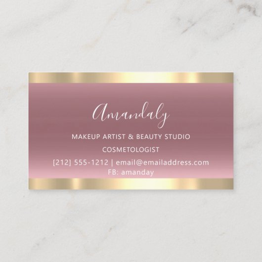 Makeup Artist Nails Beauty SPA Roos Gold Visitekaartje (Achterkant)