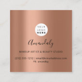 Makeup Artist Nails Glitter 3D Glitter Logo Roos Vierkante Visitekaartje (Achterkant)