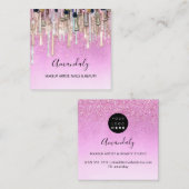 Makeup Artist Nails Glitter Logo Drift Pinky Vierkante Visitekaartje (Voorkant / Achterkant)