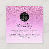 Makeup Artist Nails Glitter Logo Drift Pinky Vierkante Visitekaartje (Achterkant)