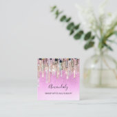 Makeup Artist Nails Glitter Logo Drift Pinky Vierkante Visitekaartje (Staand voorkant)
