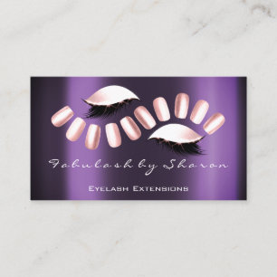 Makeup Artist Nails Roos Paarse Lashes Extension Visitekaartje