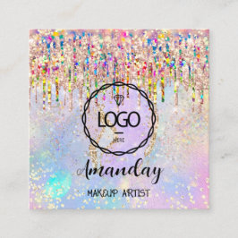 Makeup Artist Nails Unicorn Gold Holograaf Logo Qr Vierkante Visitekaartje