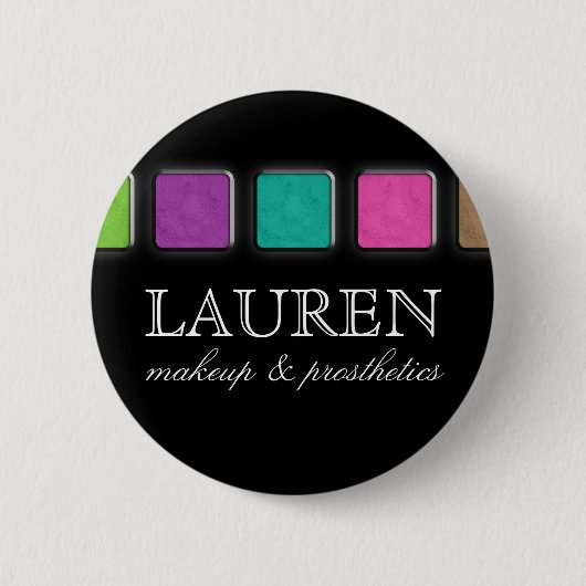 Makeup Artist Name Tag Button Brooch Palette Round (Voorkant)