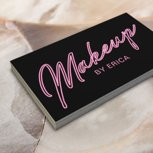 Makeup Artist Neon Pink Typography Beauty Salon Visitekaartje