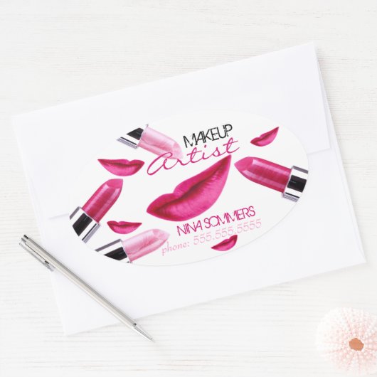Makeup Artist Oval Sticker (Envelop)