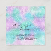 Makeup Artist Paars en Blue Sparkles Elegant Vierkante Visitekaartje (Achterkant)