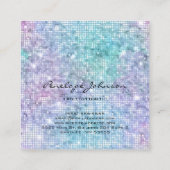 Makeup Artist Paars en Blue Sparkles Vierkante Visitekaartje (Achterkant)