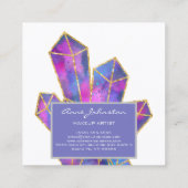 Makeup Artist Paars Gold Glitter Crystals Vierkante Visitekaartje (Achterkant)
