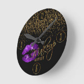 Makeup Artist Paars Lips met Gold Confetti Ronde Klok (Hoek)