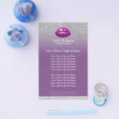 Makeup Artist Paars Lips Silver Glitter Salon Flyer (Enkel)