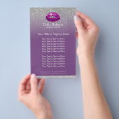 Makeup Artist Paars Lips Silver Glitter Salon Flyer (Hand)