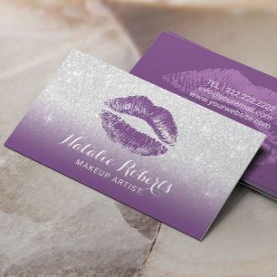 Makeup Artist Paars Lipstick Modern Salon Visitekaartje