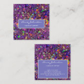 Makeup Artist Paars Star Glitter Vierkante Visitekaartje (Voorkant / Achterkant)