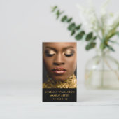 Makeup Artist Photo Gold Visitekaartje (Staand voorkant)