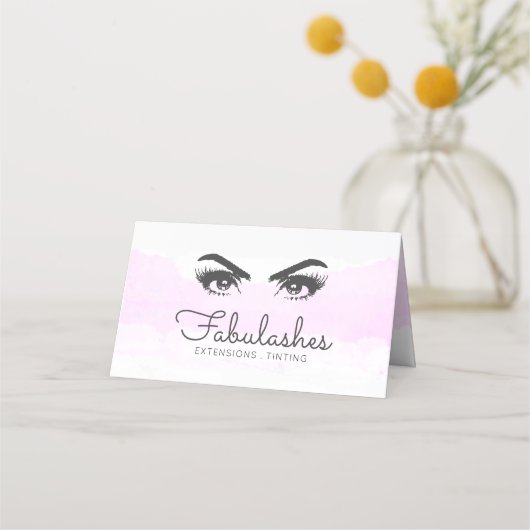 Makeup Artist Pink Blush Brows Lashes Waterverf Klantenkaartje (Voorkant)