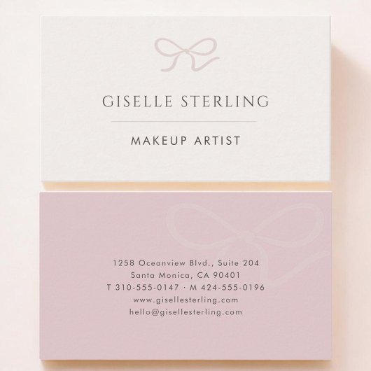 Makeup Artist Pink Bow Visitekaartje