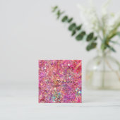 Makeup Artist Pink Glitter Square Visitekaartje (Staand voorkant)