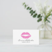 Makeup Artist Pink Lips Beauty Salon Minimale Visitekaartje (Staand voorkant)