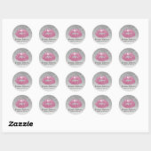 Makeup Artist Pink Lips Modern Silver Glitter Ronde Sticker (Vel)