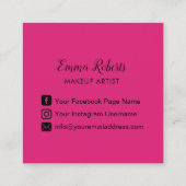 Makeup Artist Pink Lips Queen Crown Beauty Salon Vierkante Visitekaartje (Achterkant)
