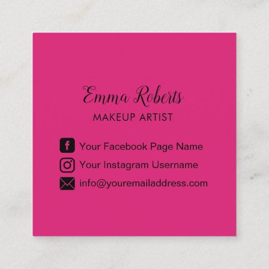 Makeup Artist Pink Lips Queen Crown Beauty Salon Vierkante Visitekaartje (Achterkant)