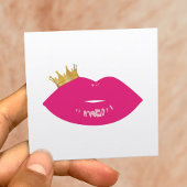 Makeup Artist Pink Lips Queen Crown Beauty Salon Vierkante Visitekaartje