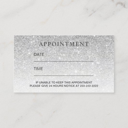 Makeup Artist Pink Lips Silver Glitter Appointment Afsprakenkaartje (Achterkant)