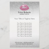 Makeup Artist Pink Lips Silver Glitter Salon Flyer (Voorkant)