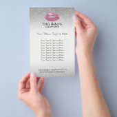 Makeup Artist Pink Lips Silver Glitter Salon Flyer (Hand)