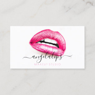 Makeup Artist Pink Lips Trendy modern Visitekaartje